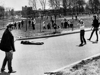 A Student Lies Dead at Kent State University Photo