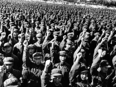 Thousands of Red Army Soldiers Raise their Clenched Fists Photo