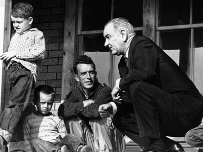 President Lyndon Johnson in Conversation the Tom Fletcher Family of Inez, Kentucky Photo