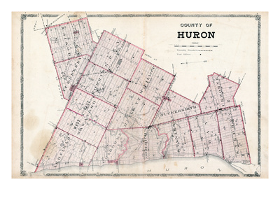 1879, Huron County Map, Canada Giclee Print