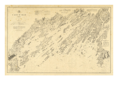 1870, Casco Bay Chart Maine, Maine, United States Giclee Print