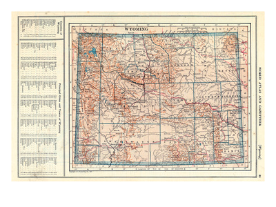 1917, Wyoming State Map, Wyoming, United States Giclee Print