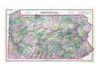 1891, Pennsylvania State Map, Pennsylvania, United States Giclee Print