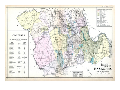 1906, Essex County Map, New Jersey, United States Giclee Print