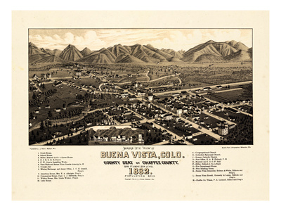 1882, Buena Vista Bird's Eye View, Colorado, United States Giclee Print