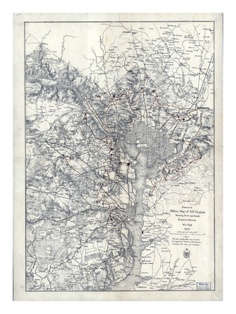 1865, Washington D.C., Civil War, Military Wall Map, District of Columbia, United States Giclee Print