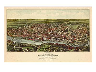 1907, Philadelphia Manayunk - Bird`s Eye View, Pennsylvania, United States Giclee Print