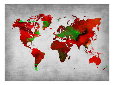 World Watercolor Map 11 Prints by  NaxArt