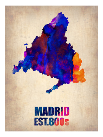 Madrid Watercolor Map Prints by  NaxArt