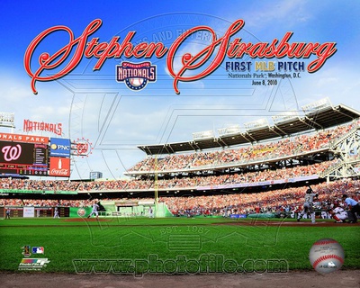 Stephen Strasburg First Pitch First MLB Game 2010 with Overlay Photo