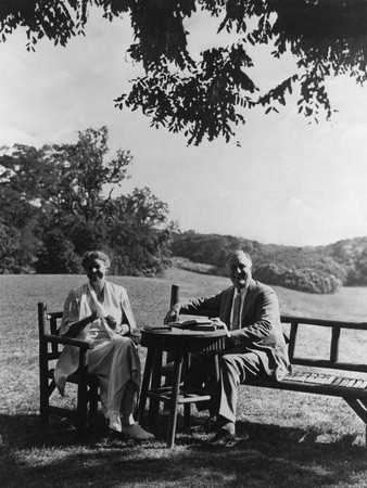 Franklin and Eleanor Roosevelt on the South Lawn at Hyde Park Ny. August 16 1933 Photo