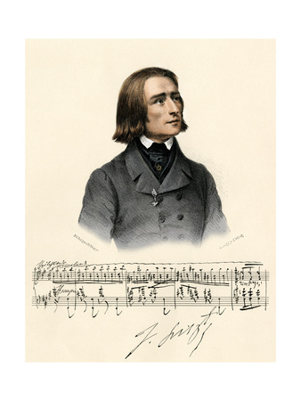 Portrait of Young Franz Liszt, with a Scrap of Manuscript and His Autograph Giclee Print