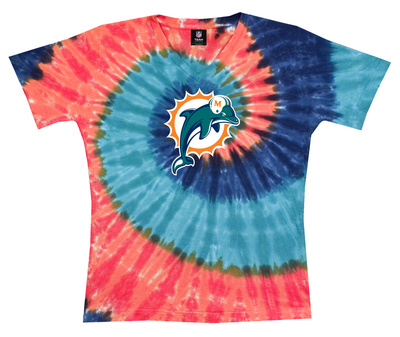 Juniors: NFL: Dolphins Logo Spiral V-Dye T-Shirt