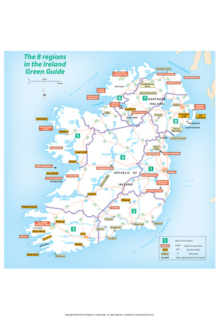 Michelin Official Regions of Ireland Green Guide Map Art Print Poster Posters