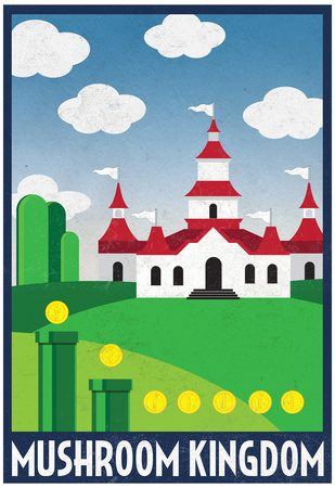 Mushroom Kingdom Retro Travel Poster Poster