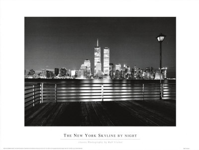 new york skyline pictures. New York Skyline at Night Art