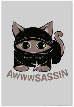 Awwsassin Kitten Ninja Snorg Tees Poster Posters