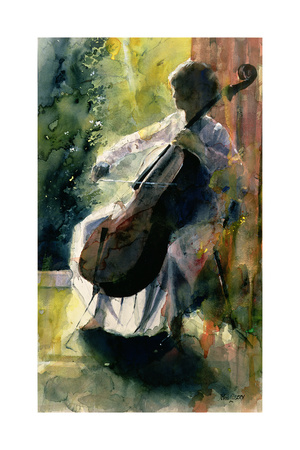 Anna Playing the Cello Giclee Print by John Lidzey