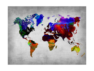 World Watercolor Map 12 Metal Print by  NaxArt