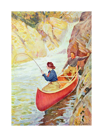 Couple Fishing Near a Waterfall Giclee Print by Philip Russell Goodwin