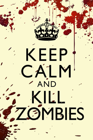 Keep Calm and Kill Zombies Humor Print Plastic Sign Plastic Sign