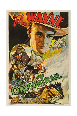 THE OREGON TRAIL, (poster art), John Wayne, 1936 Art