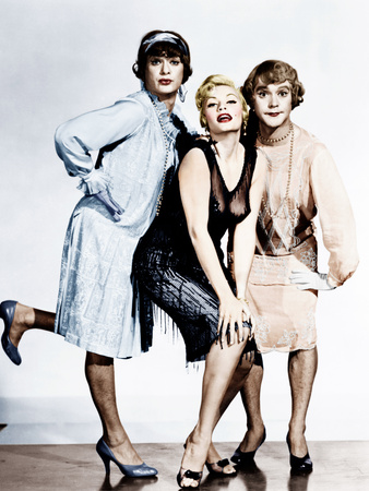 SOME LIKE IT HOT, from left: Tony Curtis, Evelyn Moriarty (Marilyn Monroe's stand-in), Jack Lemmon Photo