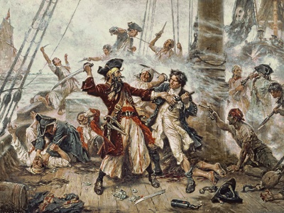 The Capture of the Pirate Blackbeard, 1718 Giclee Print by Jean Leon Gerome Ferris