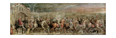 Sir Jeffrey Chaucer (C.1342-1400) and the Nine and Twenty Pilgrims on their Journey to Canterbury Giclee Print by William Blake