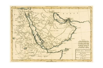 Arabia, the Persian Gulf and the Red Sea, with Egypt, Nubia and Abyssinia, from 'Atlas De Toutes… Giclee Print by Charles Marie Rigobert Bonne