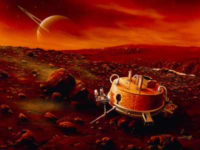 Artwork of Huygens Probe on the Surface of Titan Photographic Print by Detlev Van Ravenswaay