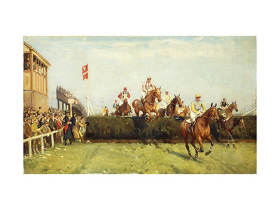 The Grand National Steeplechase: Valentine's Jump Giclee Print by John Sanderson Wells