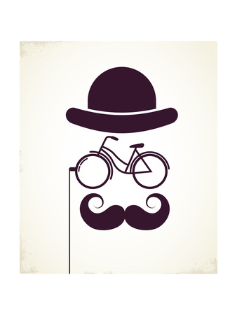 Gentlemen With Bicycle Eyeglass - Vintage Style Poster Prints by  Marish