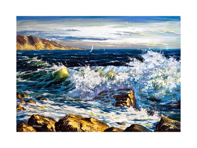 Storm Waves On Seacoast Prints by  balaikin2009