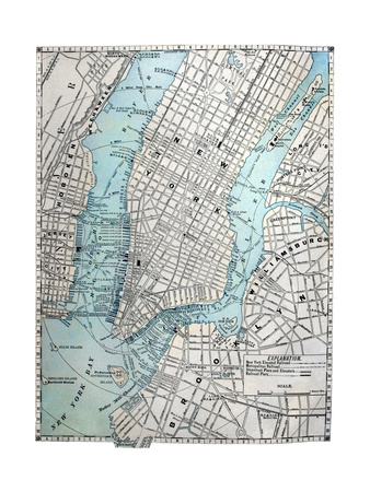 Old Street Map Of New York City Posters by  Tektite