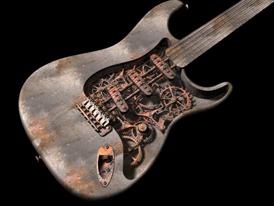 Grungy Steam Punk Guitar Photographic Print by paul fleet