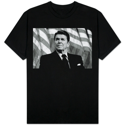 Ronald Reagan American Flag Black White Photo T-shirts