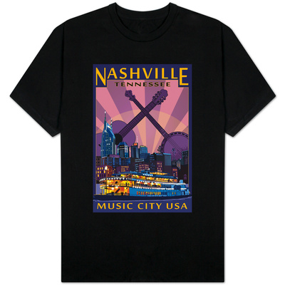 Nashville, Tennessee - Skyline at Night T-shirts