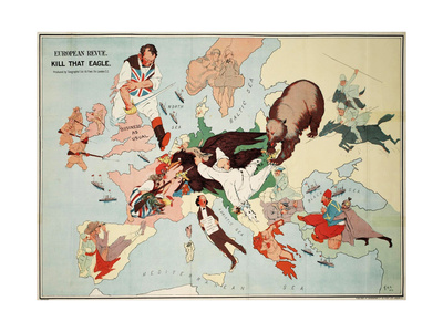 Satirical Map - European Revue - Kill That Eagle Giclee Print