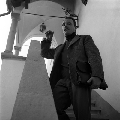 Arturo Benedetti Michelangeli on the Stairs at His Home Near Lugano Photographic Print