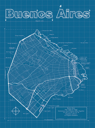 Buenos Aires Artistic Blueprint Map Posters by Christopher Estes