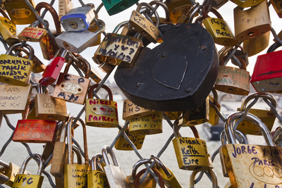 Love Locks on the Pont Des Arts in Paris, France, Europe Photographic Print by Julian Elliott