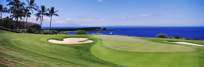 Golf Course at the Oceanside, the Manele Golf Course, Lanai City, Hawaii, USA Photographic Print