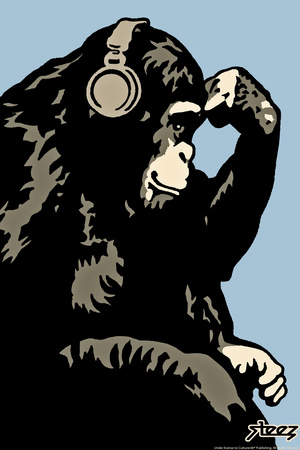 Monkey Thinker - Blue Posters by  Steez
