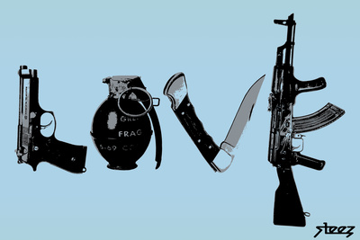 Love (Weapons) Light Blue Prints by  Steez