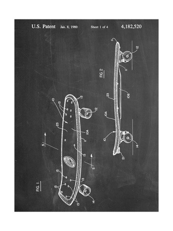 Skateboard Patent 1980 Prints