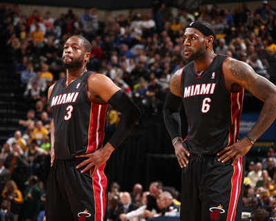 Mar 26, 2014, Miami Heat vs Indiana Pacers - Dwyane Wade, LeBron James Photo by Nathaniel S. Butler