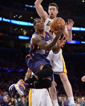 Mar 30, 2014, Phoenix Suns vs Los Angeles Lakers - Eric Bledsoe, Ryan Kelly Photo by Noah Graham