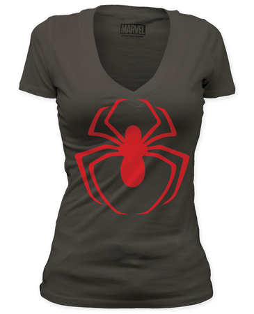 Juniors: Spiderman - Red Logo (Deep V) T-shirts