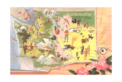 Map of Washington Posters